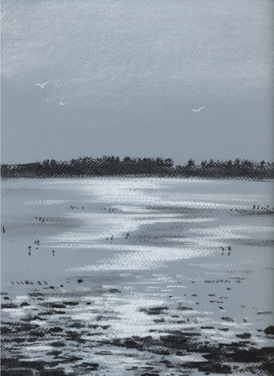 Charcoal sketch - Low light on the Exe