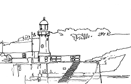 Pen sketch of St Ives Lighthouse