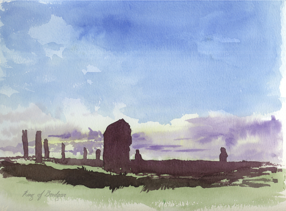 Watercolour sketch of the Ring Of Brodgar