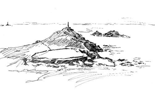 Pen sketch of Cape Cornwall