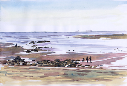 Watercolour sketch, Low Tide at Exmouth