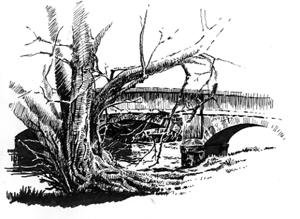 Pen sketch of Otterton Bridge